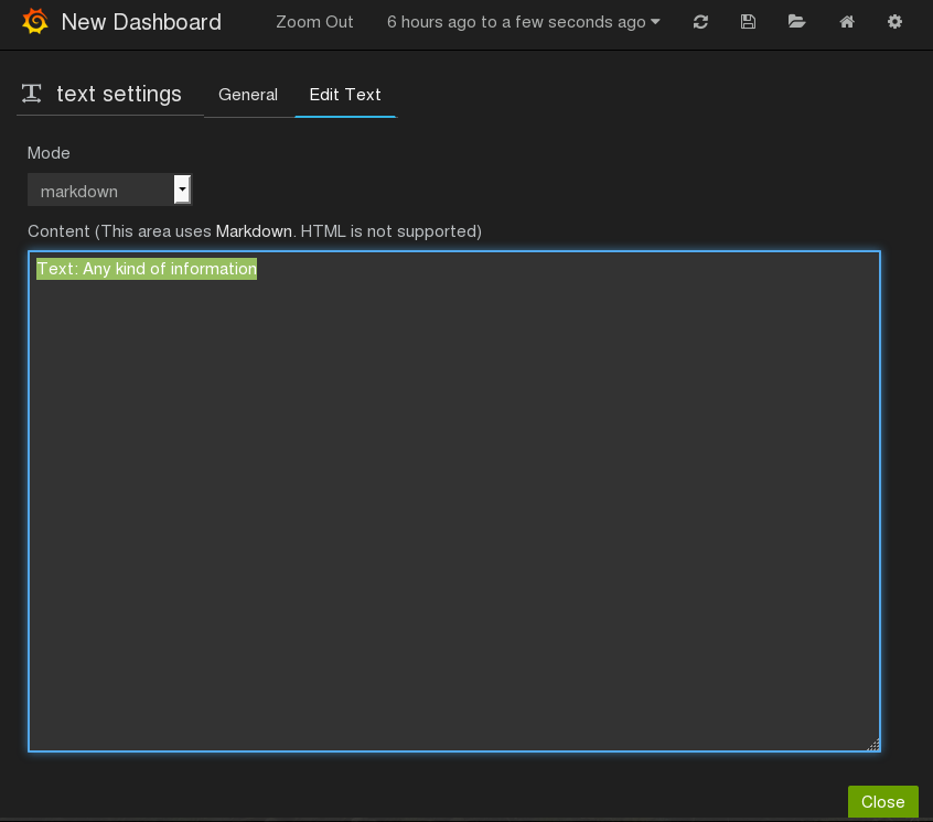 Editing a Text Panel