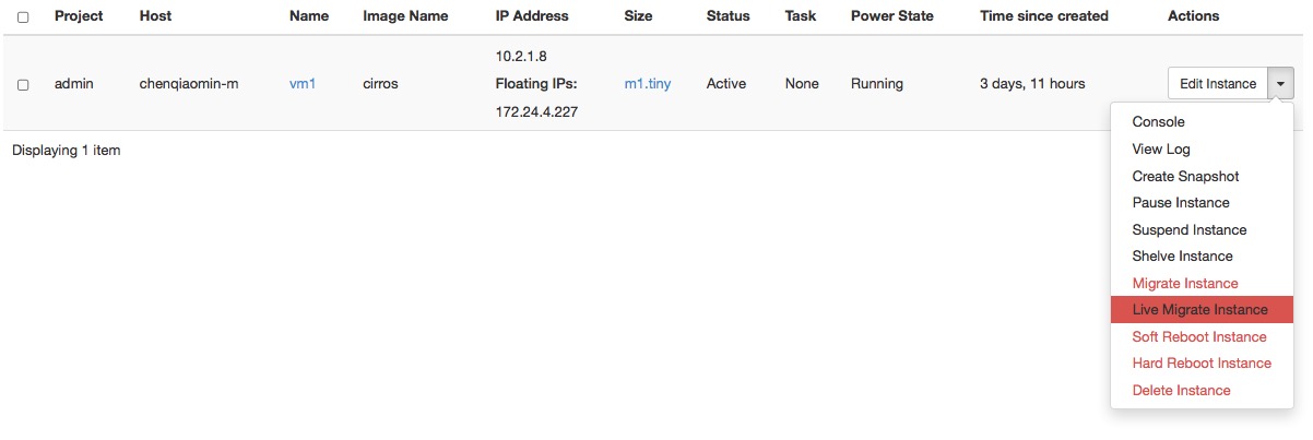 Figure Dashboard — Instance Actions Figure Dashboard — Instance Actions