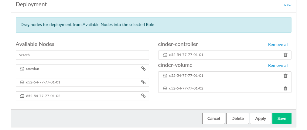 The cinder Barclamp: Node Deployment Example The cinder Barclamp: Node Deployment Example
