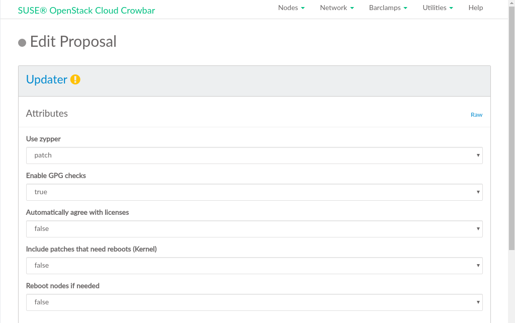SUSE Updater barclamp: Configuration SUSE Updater barclamp: Configuration