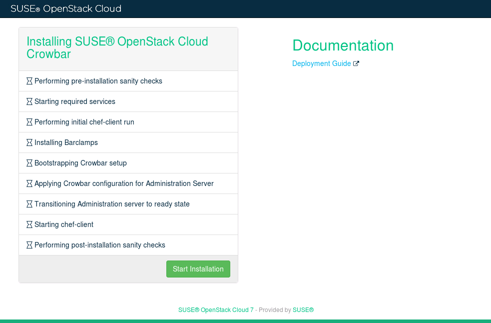 The SUSE OpenStack Cloud Crowbar installation Web interface The SUSE OpenStack Cloud Crowbar installation Web interface