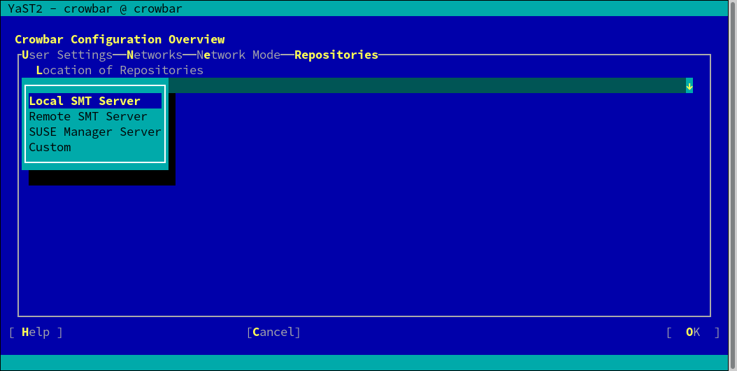 YaST Crowbar Setup: Repository Settings YaST Crowbar Setup: Repository Settings