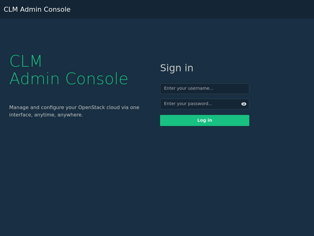 Cloud Lifecycle Manager Admin UI Login Page Cloud Lifecycle Manager Admin UI Login Page