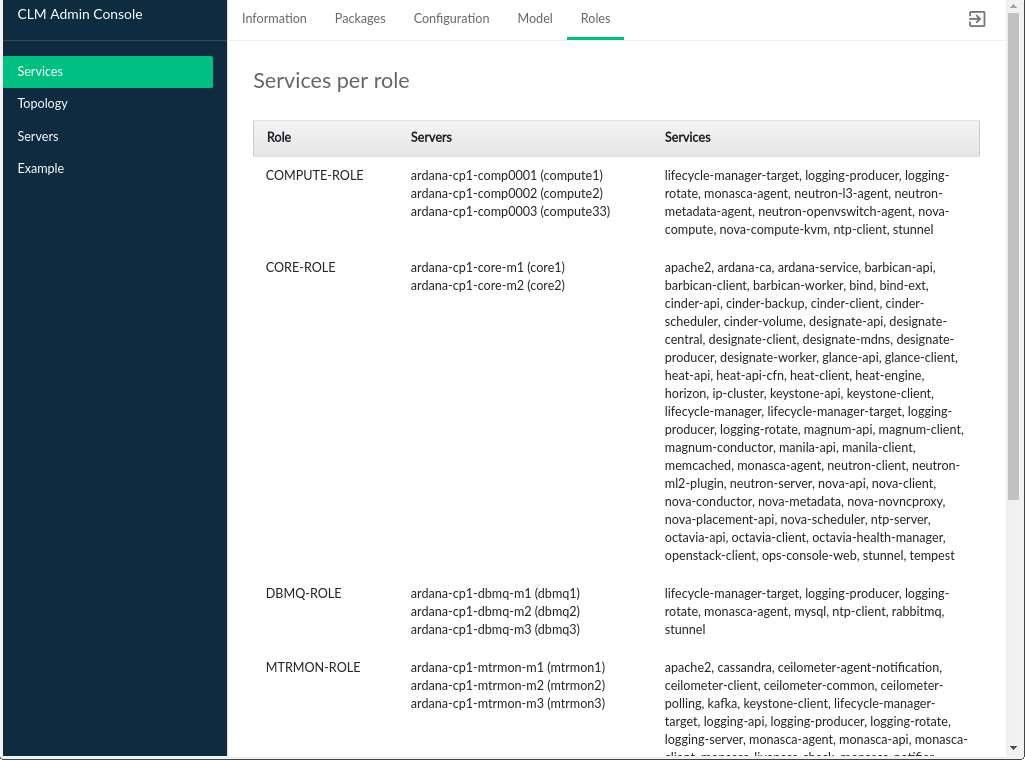 Cloud Lifecycle Manager Admin UI Services Per Role Cloud Lifecycle Manager Admin UI Services Per Role