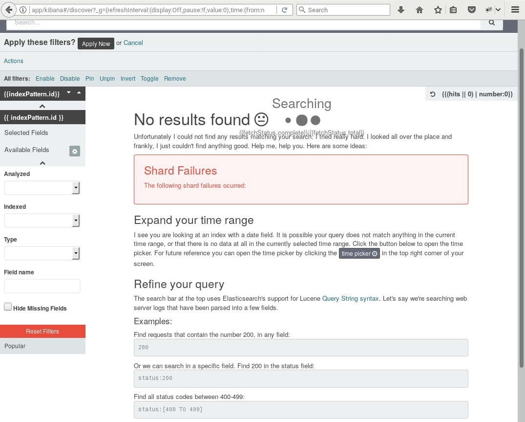 Kibana shard failure