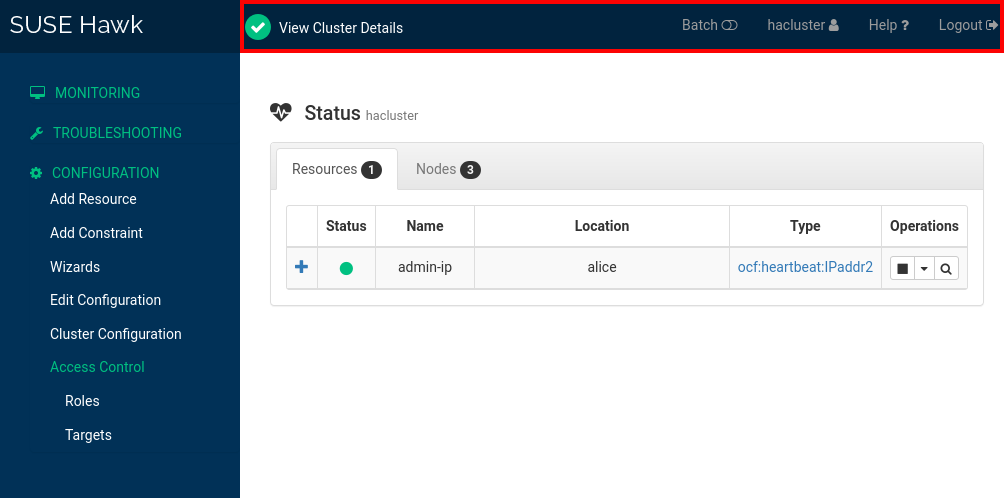 This image shows the Hawk Status screen, with the top-level row highlighted by a red box. This image shows the Hawk Status screen, with the top-level row highlighted by a red box.