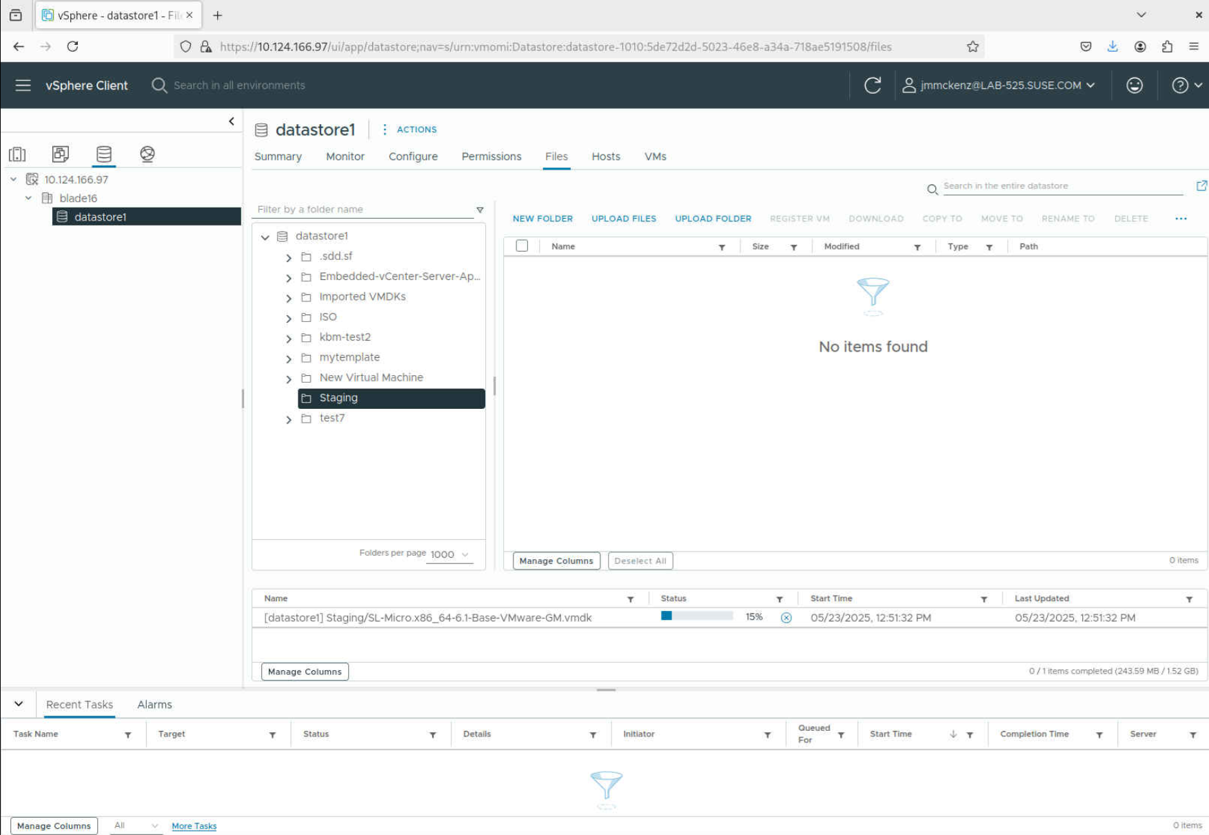 Uploading the image to the datastore staging area