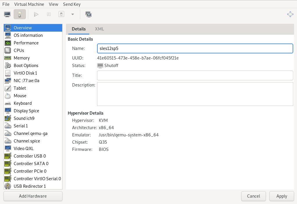 Details view of a VM Guest Details view of a VM Guest
