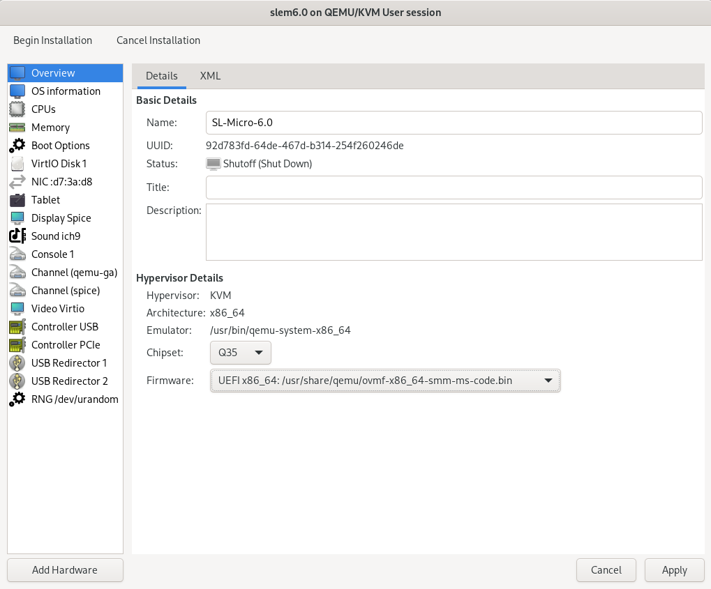 Set UEFI firmware for the encrypted SLES image Set UEFI firmware for the encrypted SLES image