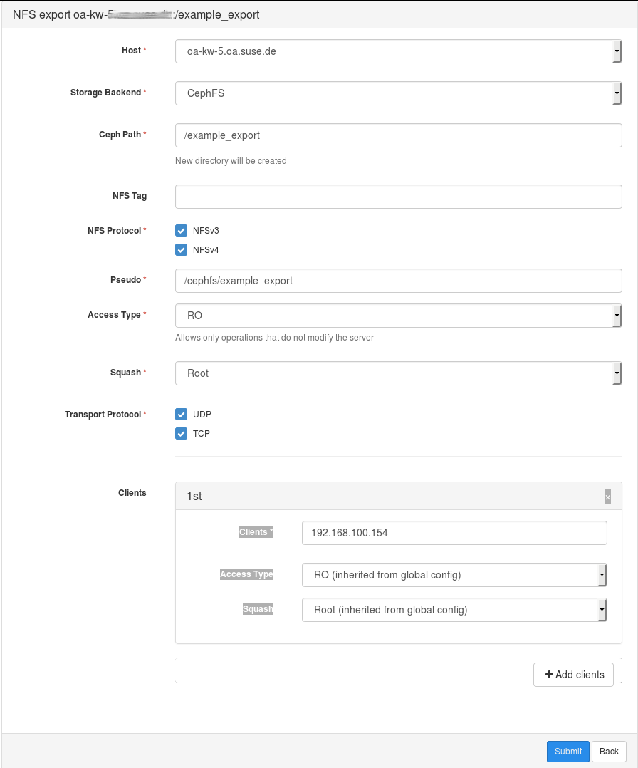 Adding a New NFS Export
