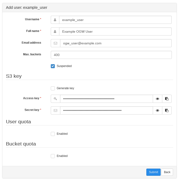 Adding a New Object Gateway User
