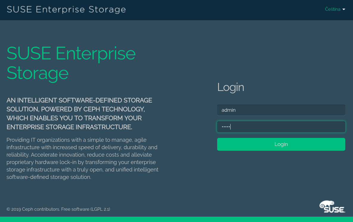 Ceph Dashboard Login Screen