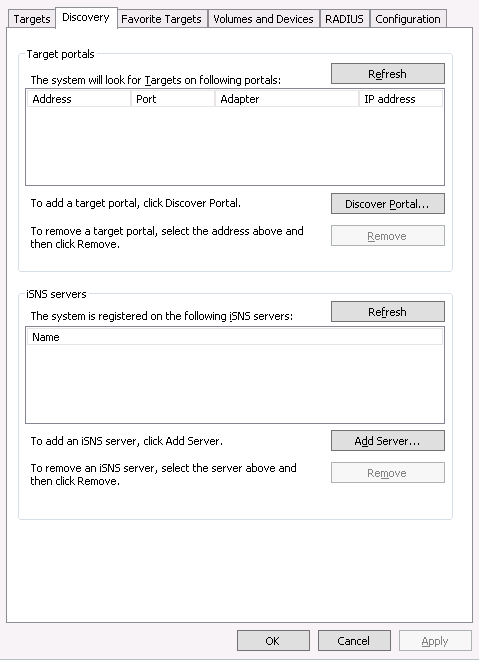 iSCSI Initiator Properties