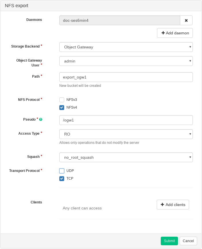 Adding a New NFS Export