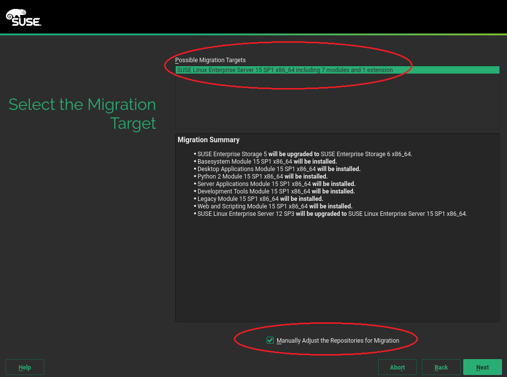 Select the Migration Target