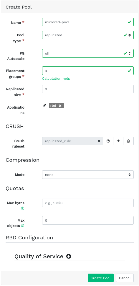 Creating a pool with RBD application Creating a pool with RBD application