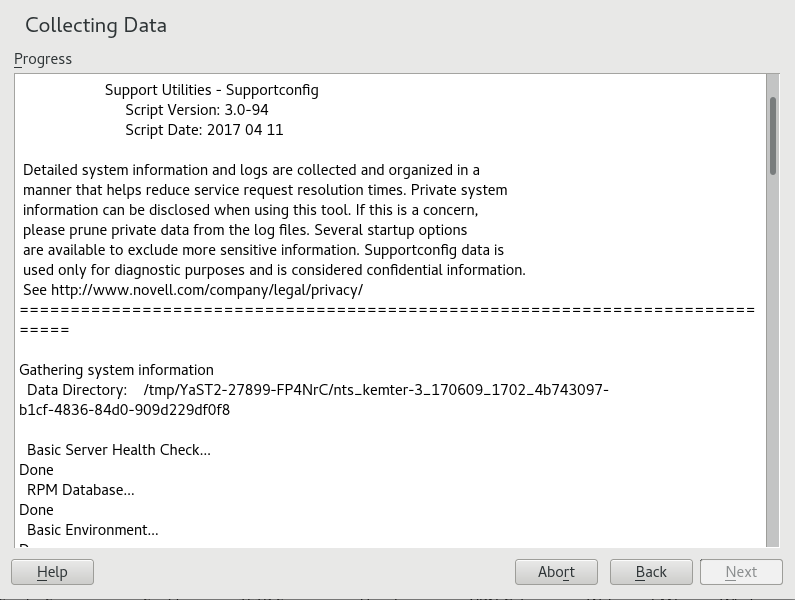 YaST support configuration YaST support configuration