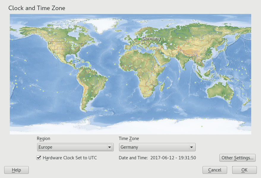 YaST timezone configuration YaST timezone configuration