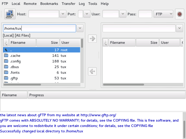 gFTP—Main Window gFTP—Main Window