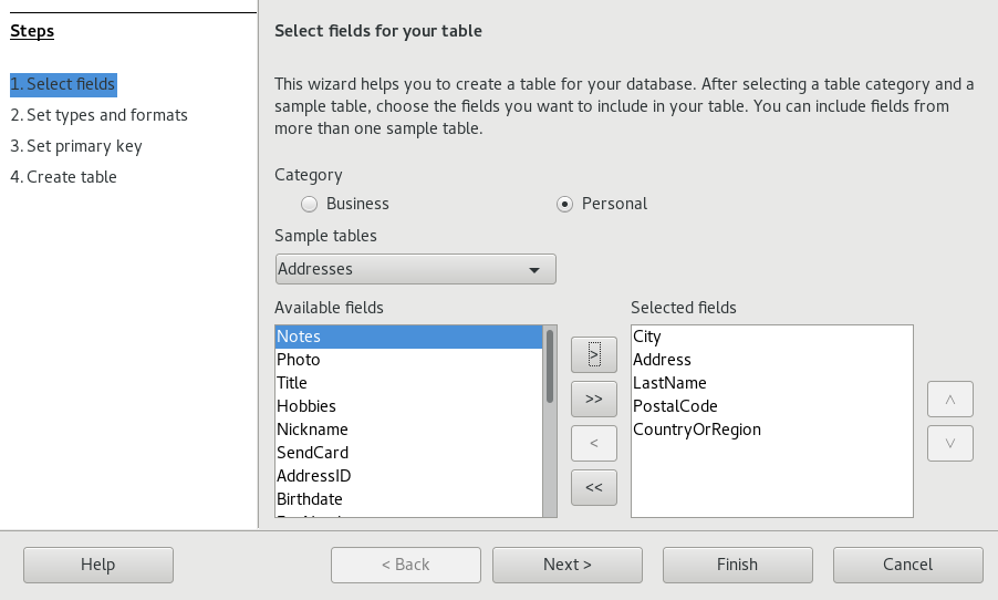 Creating a database table Creating a database table