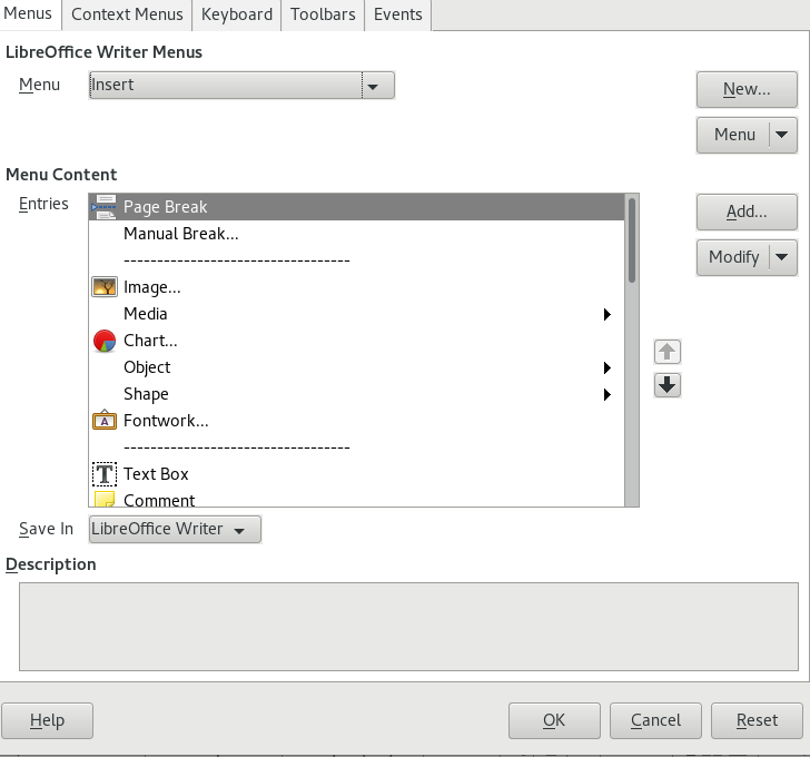 Customization Dialog in Writer Customization Dialog in Writer