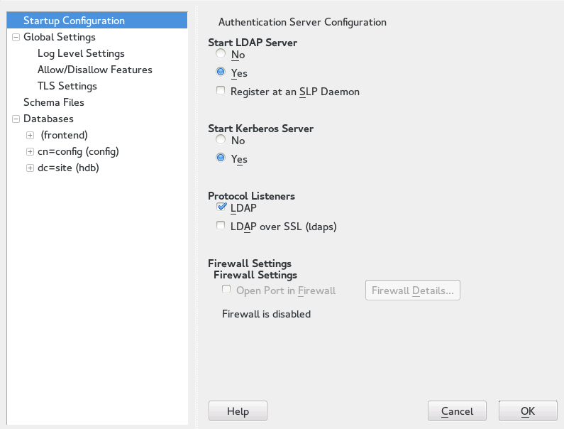 YaST Editing Authentication Server Configuration YaST Editing Authentication Server Configuration