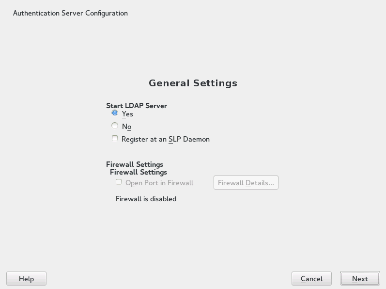 YaST Authentication Server Configuration YaST Authentication Server Configuration