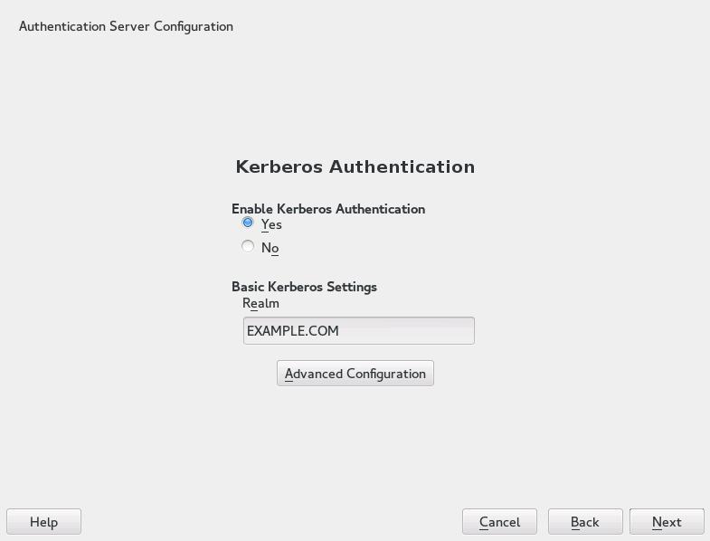 YaST Kerberos Authentication YaST Kerberos Authentication