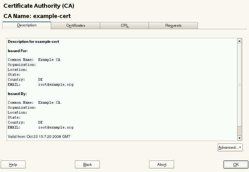 YaST CA Module—Using a CA YaST CA Module—Using a CA