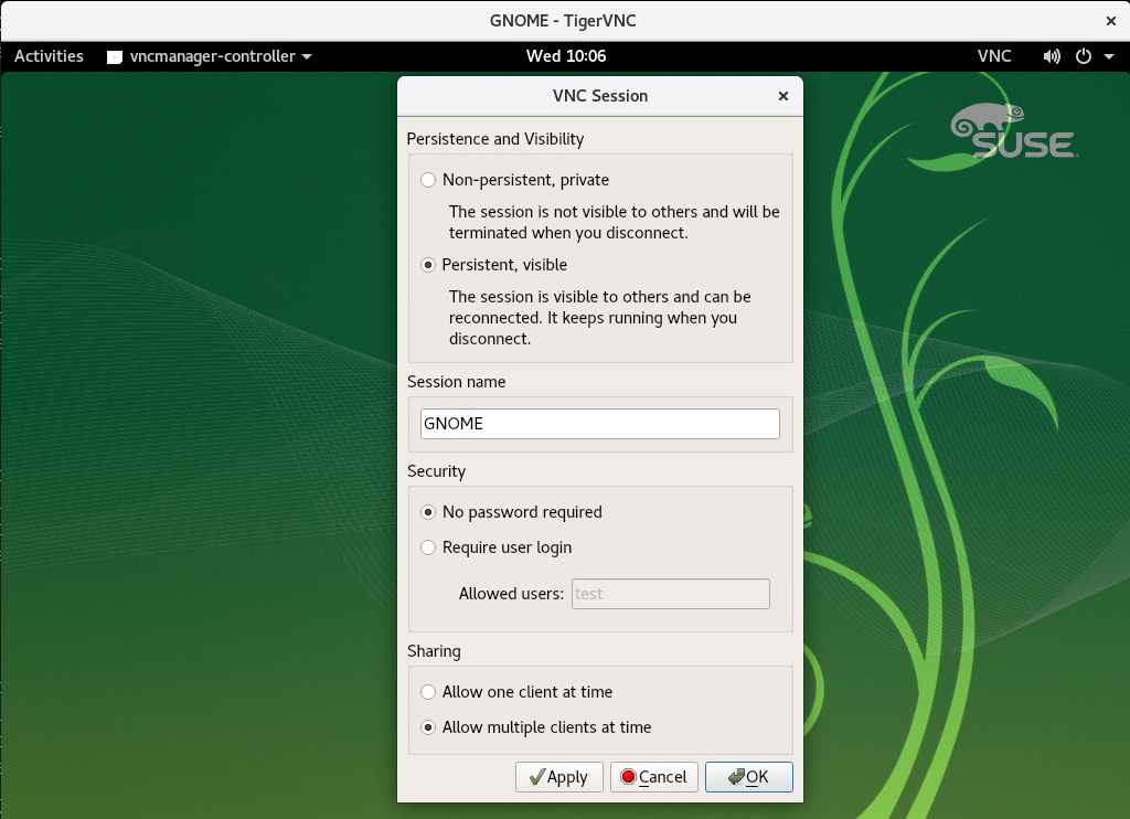 VNC Session Settings VNC Session Settings