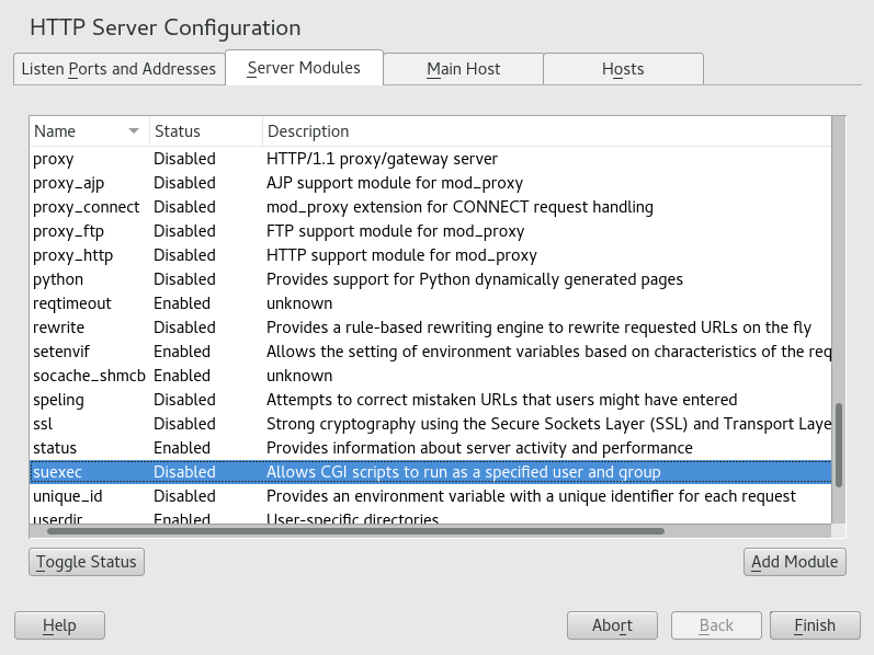 HTTP Server Configuration: Server Modules HTTP Server Configuration: Server Modules