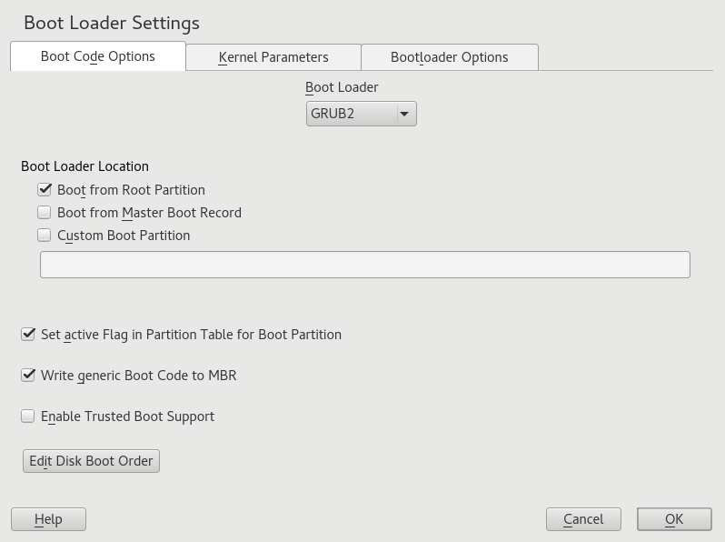 Boot Code Options Boot Code Options