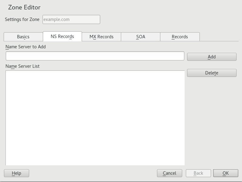 DNS Server: Zone Editor (NS Records) DNS Server: Zone Editor (NS Records)