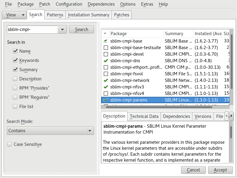 Package selection of additional CIM providers Package selection of additional CIM providers