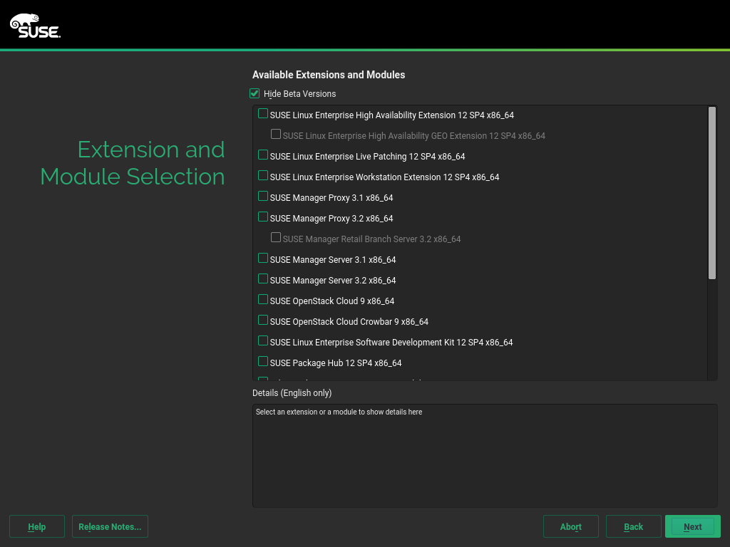 Extension Selection Extension Selection