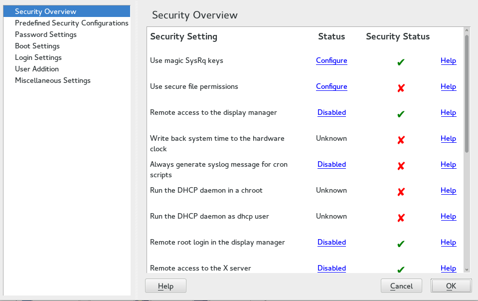 YaST Security Center and Hardening: Security Overview YaST Security Center and Hardening: Security Overview