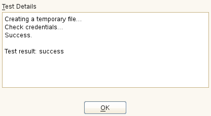 Successful Test of the Update Server Credentials Successful Test of the Update Server Credentials
