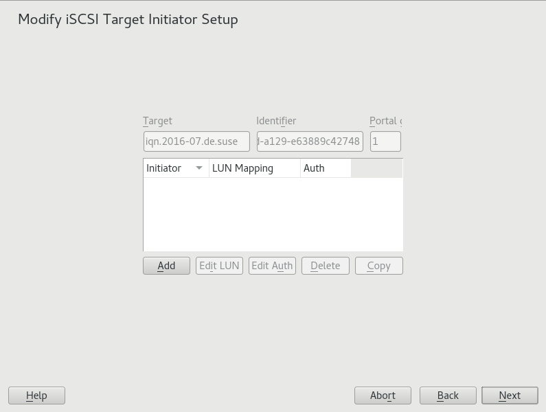 Modify iSCSI Target Initiator Setup Modify iSCSI Target Initiator Setup