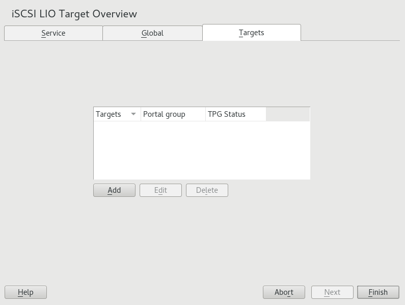 Targets tab Targets tab