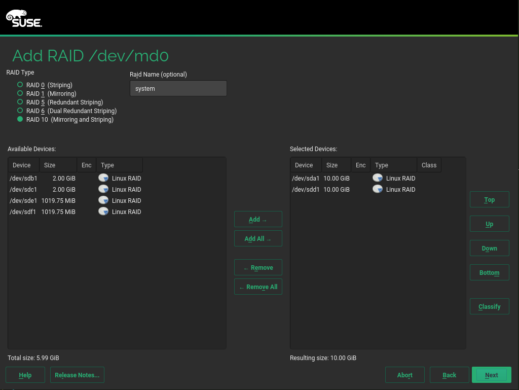 Add RAID devices Add RAID devices