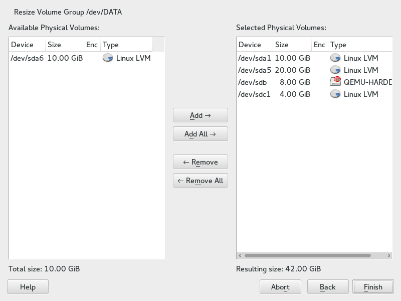 Volume Management Resize Volume Management Resize
