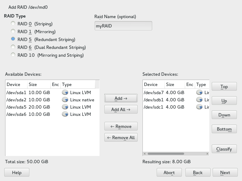 Example RAID 5 Configuration Example RAID 5 Configuration