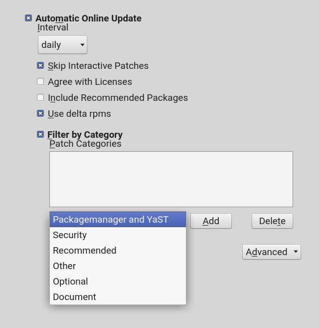 YaST Online Update Configuration YaST Online Update Configuration