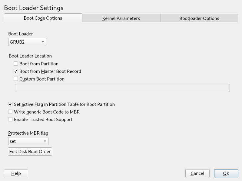 Boot Code Options Boot Code Options