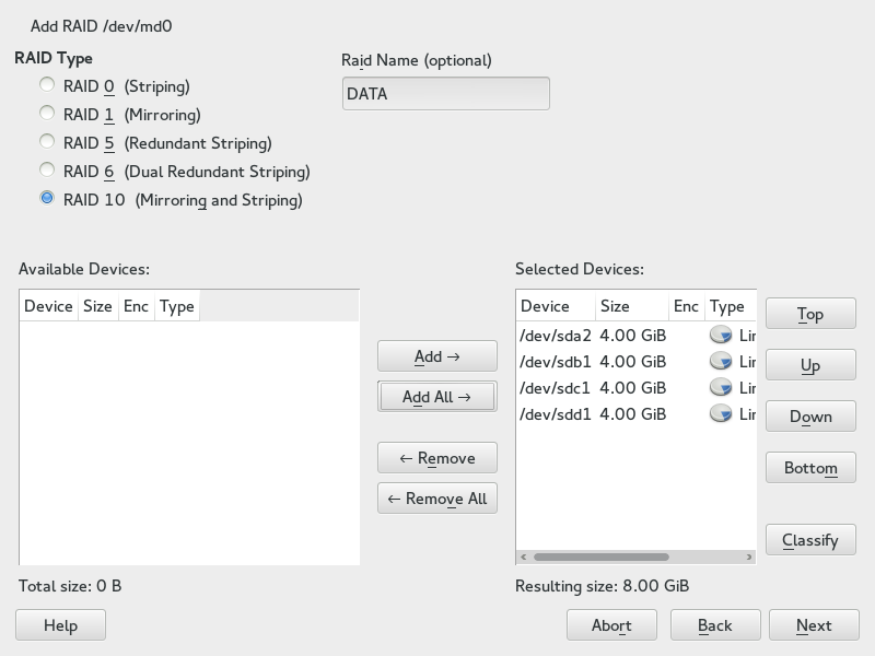 RAID Available Devices RAID Available Devices
