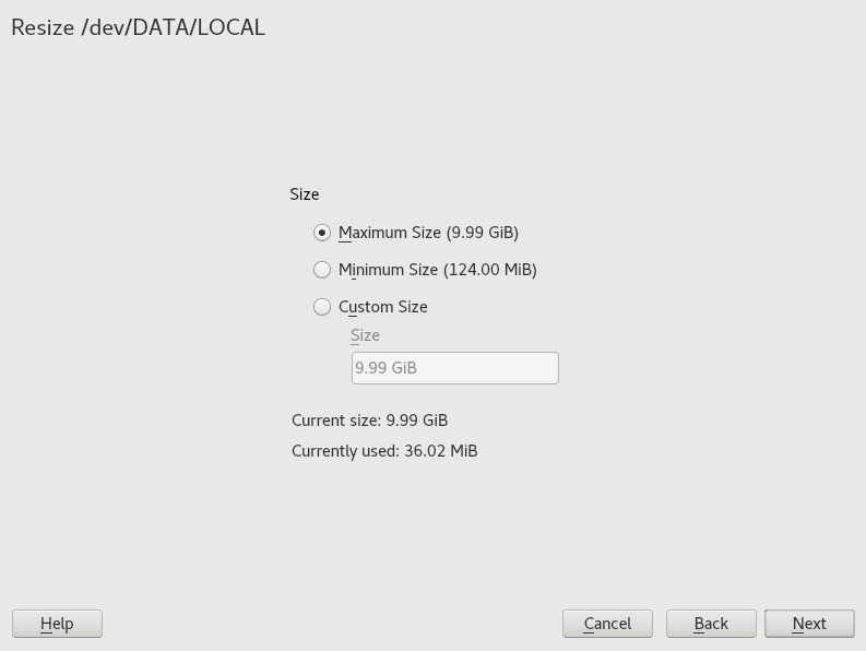 Change logical volume Change logical volume