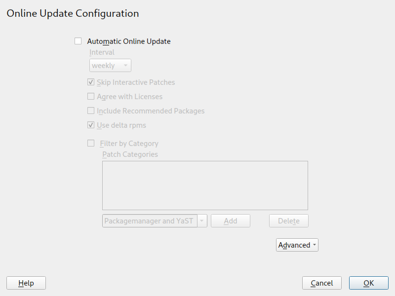 YaST online update configuration YaST online update configuration