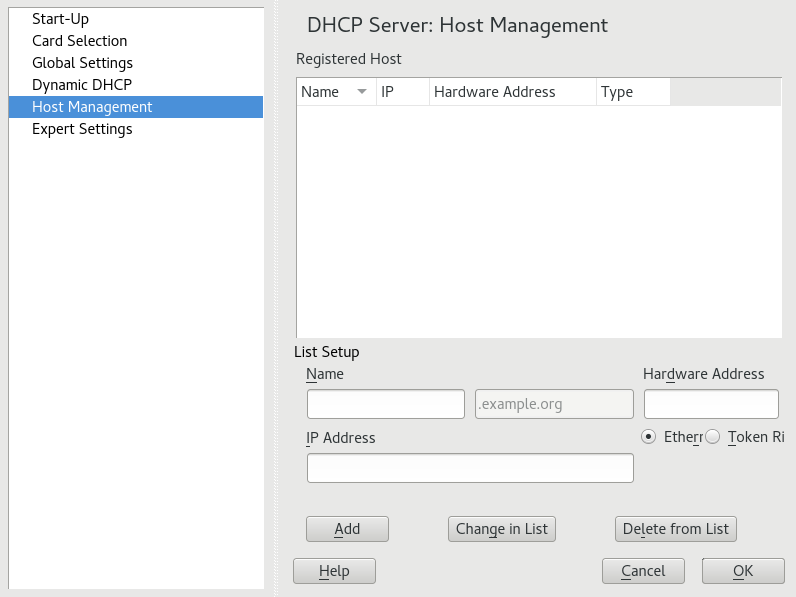 DHCP server: host management DHCP server: host management