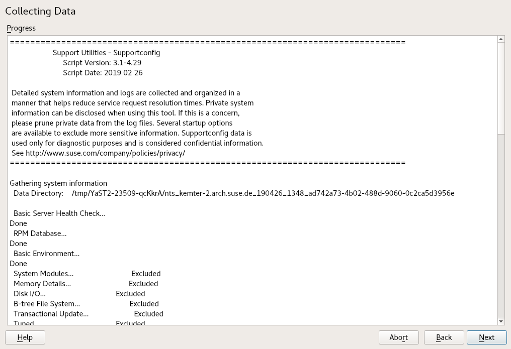 YaST collect information YaST collect information