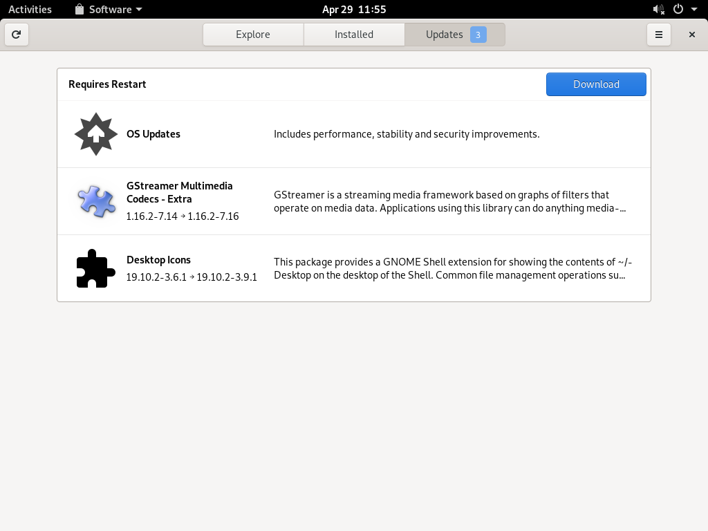 GNOME Software—Updates view GNOME Software—Updates view